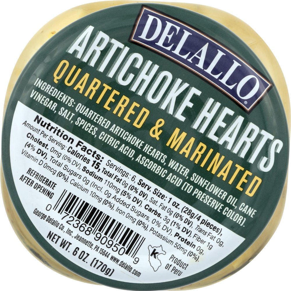Delallo Marinated Artichoke Hearts, 6 Oz (Pack of 12)