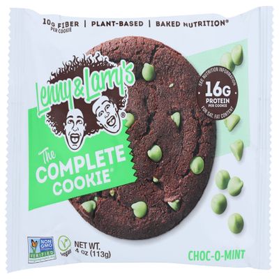 Lenny & Larry's The Complete Cookie, Choc-O-Mint, 16g Plant-Based Protein, Vegan, Non-GMO, 4 Oz (Pack of 12)