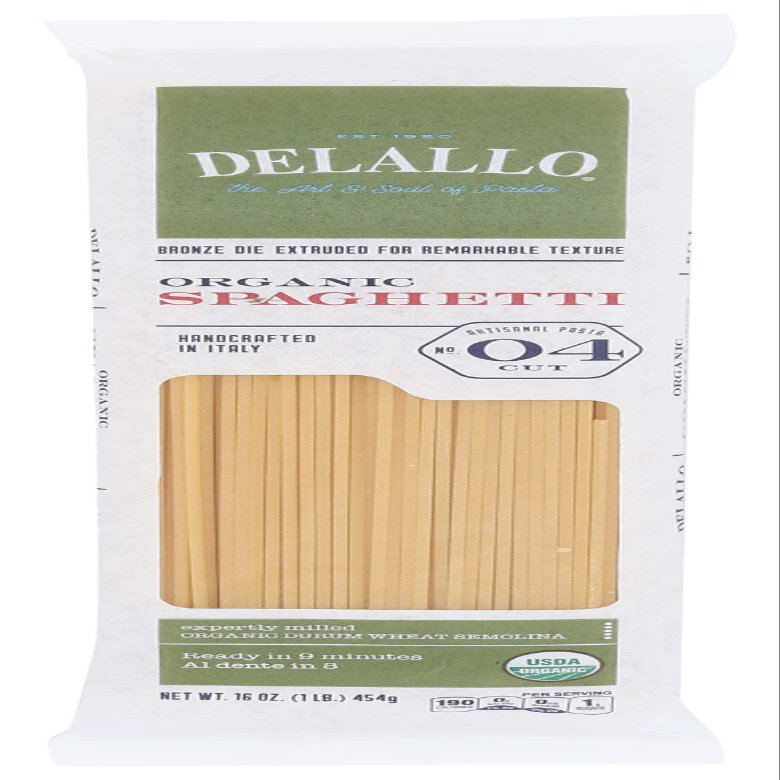 Delallo Organic Semolina Spaghetti Pasta, USDA Certified Organic, Non-GMO, 16 Oz (Pack of 1)