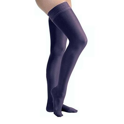 JOBST UltraSheer Compression Stockings, 20-30 mmHg, Thigh High, Silicone Lace Band, Closed Toe, Midnight Navy, Medium