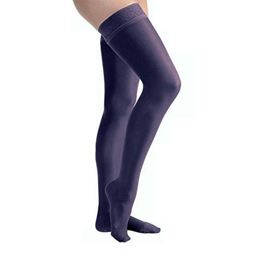 JOBST UltraSheer Compression Stockings, 20-30 mmHg, Thigh High, Silicone Lace Band, Closed Toe, Midnight Navy, Medium