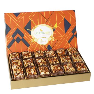 Ghasitaram Gifts Jaiccha Sugarfree Almond Delight in Designer Box 18 pcs |Gift for Diwali Gifts,Bhaidooj Gifts|