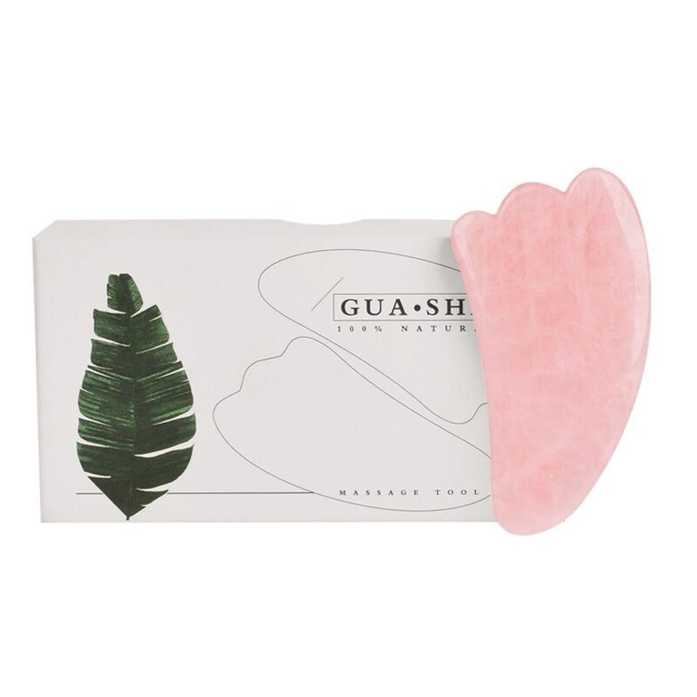 Rose Quartz Gouache Scraper Gua Sha Massage Natural Gouache Stone GuaSha MassageTools Massagers Set,Gua Sha B with Box