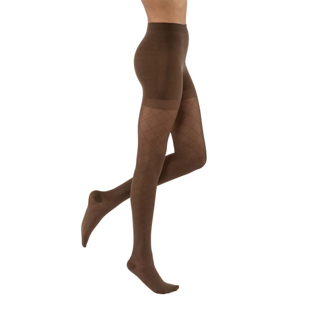 JOBST UltraSheer Diamond Pattern Compression Stockings, 20-30 mmHg, Waist High, Closed Toe, Espresso, Small