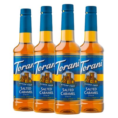 Torani Sugar-Free Syrup, Salted Caramel Syrup, 25.4 Fl Oz Bottle (Pack of 4)