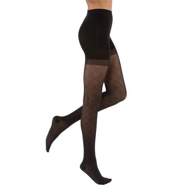 JOBST UltraSheer Diamond Pattern Compression Stockings, 20-30 mmHg, Waist High, Closed Toe, Classic Black, Large