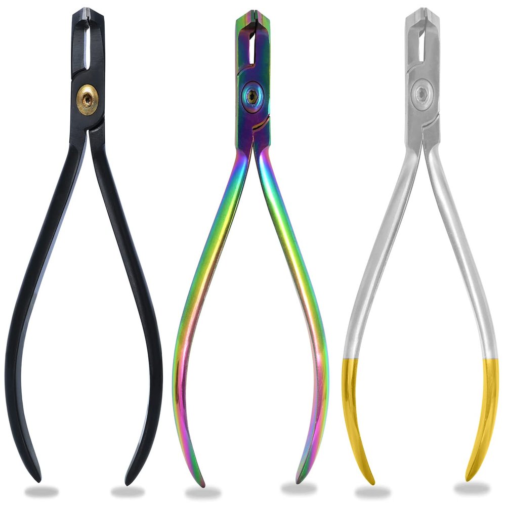 AAProTools Set Of 3 Distal End Cut Plier, Hold & Cut Hard and Soft Wire Orthodontic Cutter Dental Instrument Tool - Braces Removal Tools Tooth Pulling Kit for Dentist DN-2363