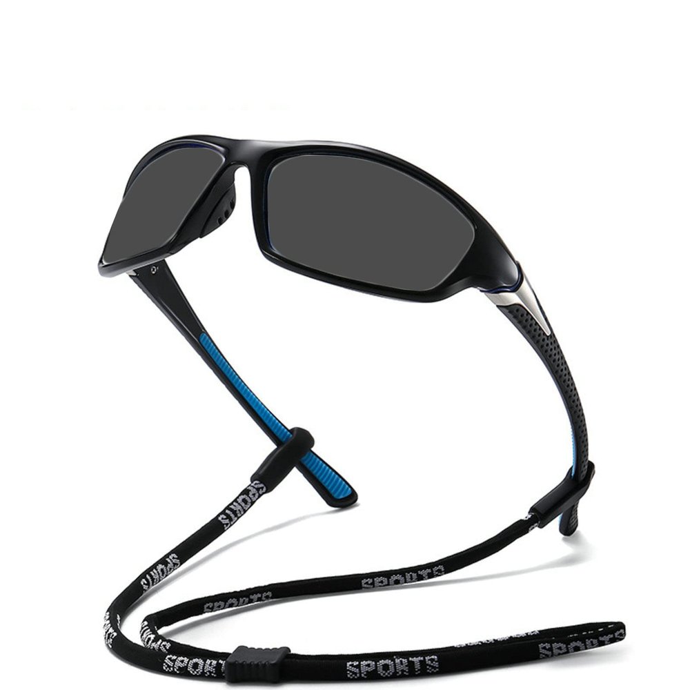 COTIA Polarized Reading Sunglasses Sports Wrap Around Men's Outdoor Full Lens Reader Sun Glasses (black blue, 3.75, multiplier_x)