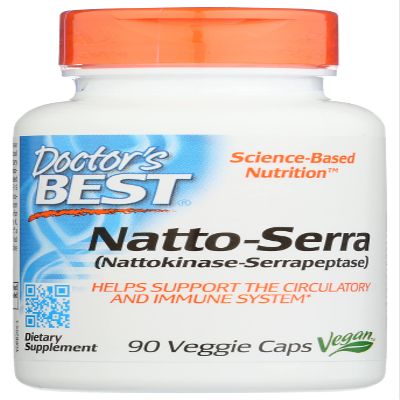 Doctor's Best Natto-Serra, Non-GMO, Vegan, 90 Veggie Capsule (Pack of 1)
