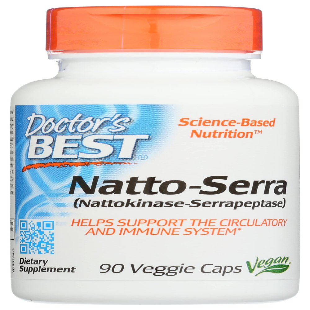 Doctor's Best Natto-Serra, Non-GMO, Vegan, 90 Veggie Capsule (Pack of 1)