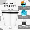 Lounsweer 100 Pcs 9oz Rimmed Plastic Cups Wedding Clear Cocktail Cups Heavy Duty Disposable Wine Glasses for Birthday Bridal Shower Baby Shower Holiday Celebrations(Black) view 2