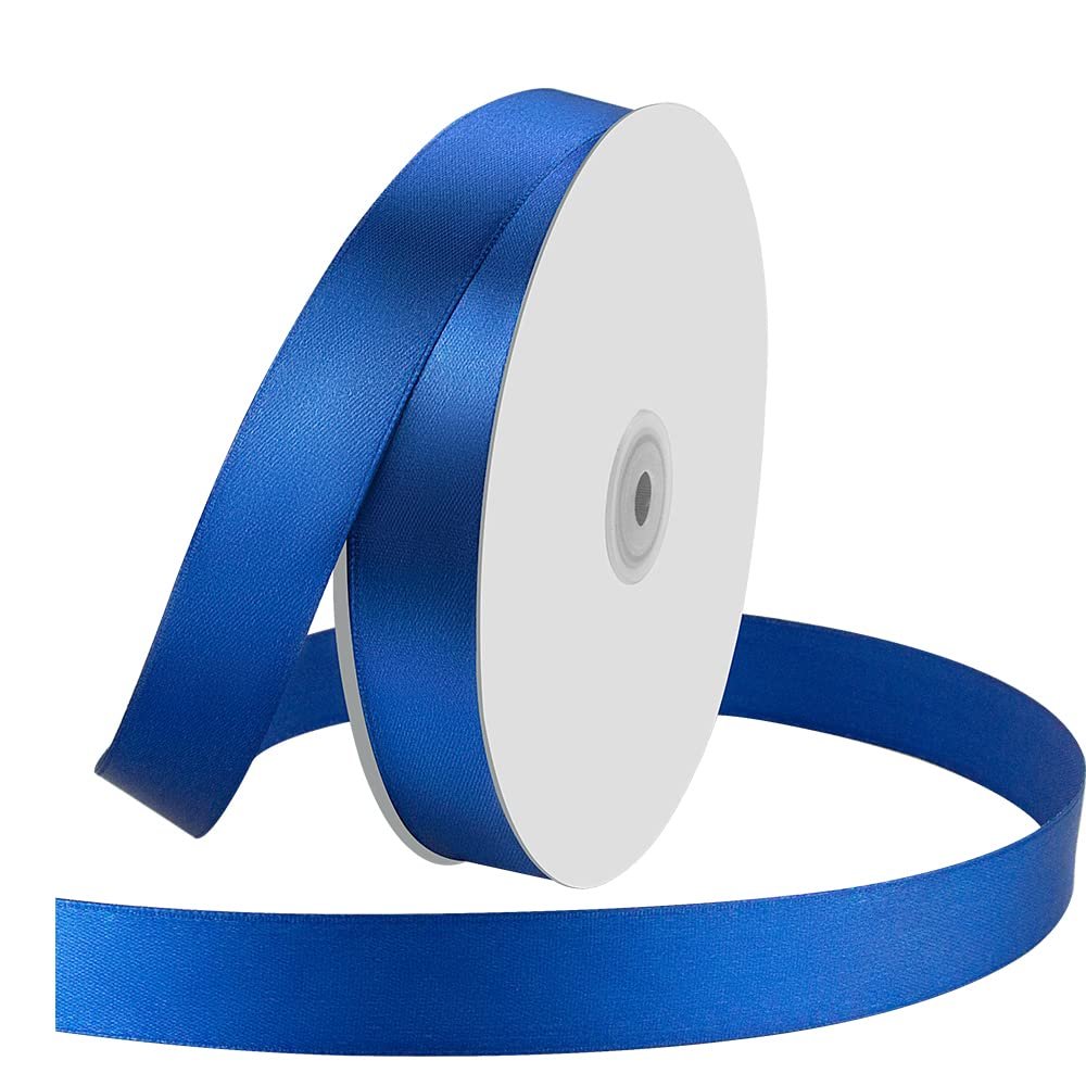 1" Wide x 100 Yards Single Face Polyester Satin Ribbon, Satin Ribbon for Crafts, Gift, Hair Bows, Wedding Party Decoration, Bow Making & Other Projects (Royal Blue)