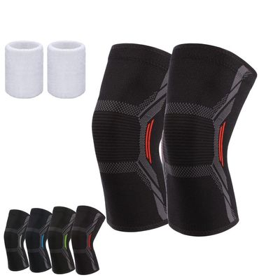 ADLIKES Knee Pads Brace Compression Sleeve for Running for Men & Women | Knee Pads for Meniscus Tear, Arthritis, Joint Pain Relief(2pc) Red L