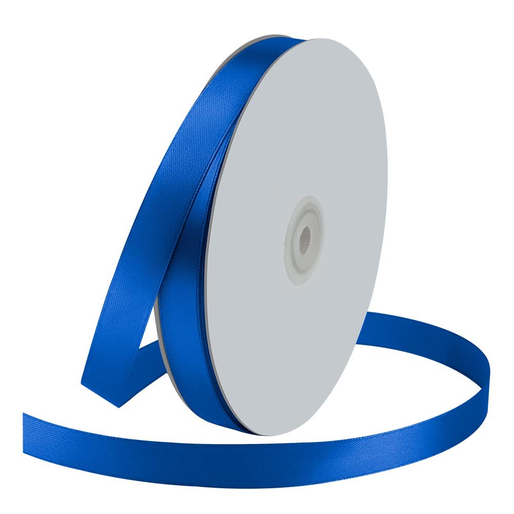 5/8" Wide x 100 Yards Single Face Polyester Satin Ribbon, Satin Ribbon for Crafts, Gift, Hair Bows, Wedding Party Decoration, Bow Making & Other Projects (Royal Blue)