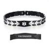 LinnaLove Medical Alert Bracelets for Men Women 8.5 in Stainless Steel Flying Fish Medical Bracelets with Free Engraving (pacemaker-black) view 1