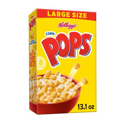 Corn Pops Cold Breakfast Cereal, 8 Vitamins and Minerals, Kids Snacks, Large Size, Original, 13.1oz Box (1 Box)