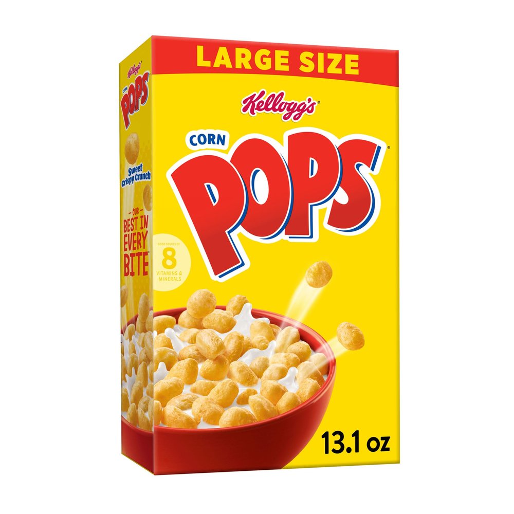 Corn Pops Cold Breakfast Cereal, 8 Vitamins and Minerals, Kids Snacks, Large Size, Original, 13.1oz Box (1 Box)
