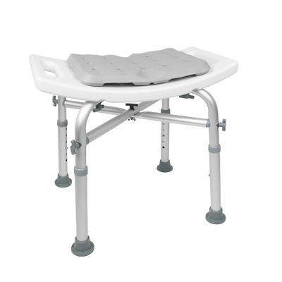 KMINA Shower Stool, Padded with Foam Cushion, Heavy Duty Double Reinforced Crossbar with 6 Height Adjustable, Tool Free, Anti-Slip, Made in Europe