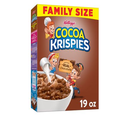 Kellogg's Cocoa Krispies Breakfast Cereal, Kids Snacks, Family Breakfast, Family Size, Chocolatey Flavor, 19oz Box (1 Box)