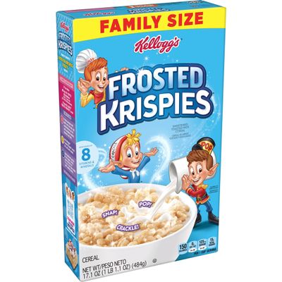 Frosted Krispies Cold Breakfast Cereal, Kids Snacks, Baking Marshmallow Treats, Family Size, Original, 17.1oz Box (1 Box)