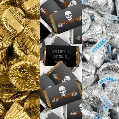 200pcs Personalized Halloween Candy Party Favors Chocolate Goodie Bag Filler, Candy Buffet - Skeleton