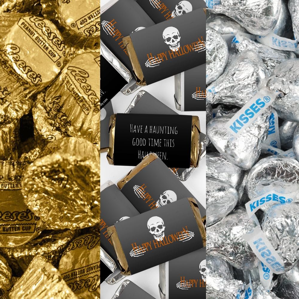 200pcs Personalized Halloween Candy Party Favors Chocolate Goodie Bag Filler, Candy Buffet - Skeleton