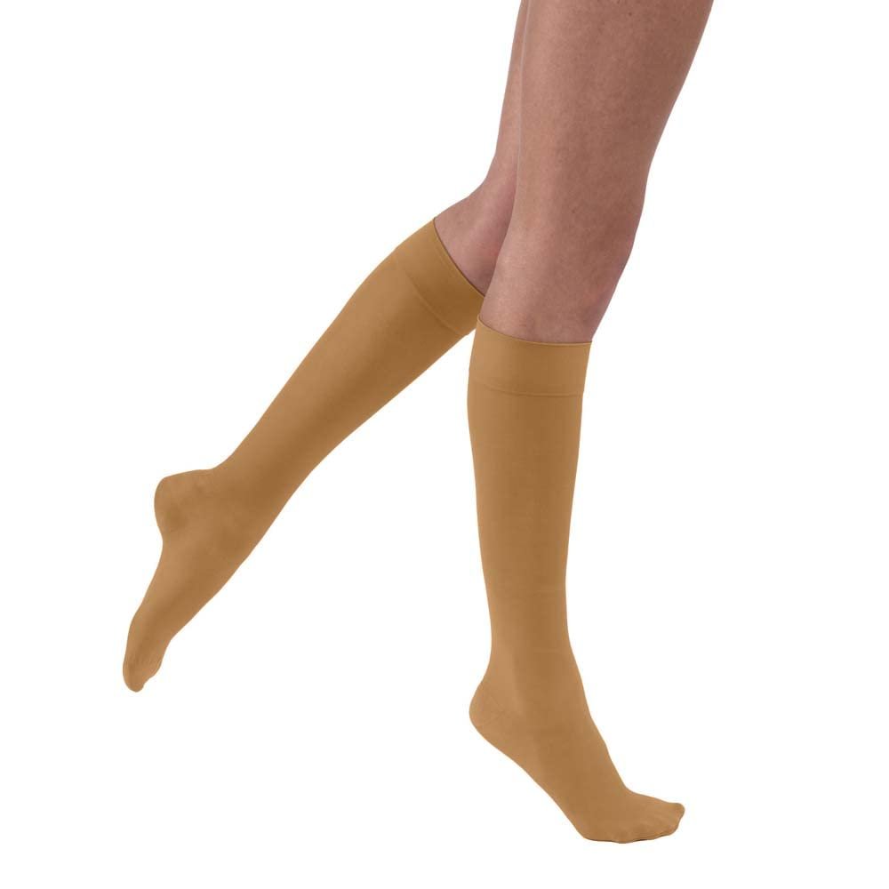 JOBST UltraSheer Compression Stockings, 30-40 mmHg, Knee High, Closed Toe, Suntan, Large