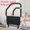 CTVR Bedside Extend Double armrests, Adjustable Safety Standing Assist Grab Bar, Carbon Steel Bed bar with Storage Pocket, Suitable for Disabled, Pregnant Women view 3