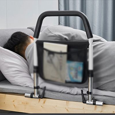 CTVR Foldable Bed Rail, Medical Bed Assist Bar with Storage Pocket, Fall Prevention Safety Hand Guard Grab Bar, Suitable for Pregnant Women, Babies