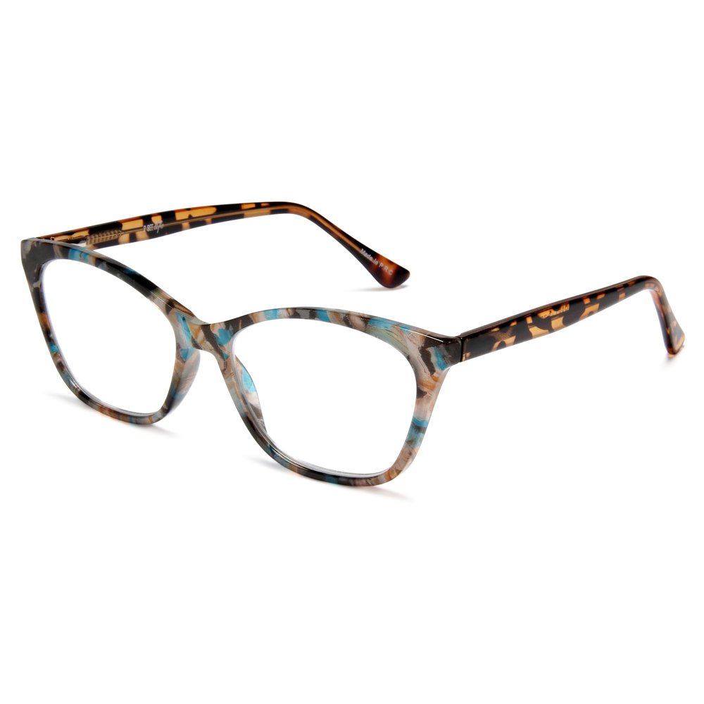 2SeeLife Large Cat Eye Reading Glasses For Women - Medium-Wide Faces, Durable Frame, Spring Hinges, Oversized Cateye Readers, Rose-Blue Tortoise, +2.75