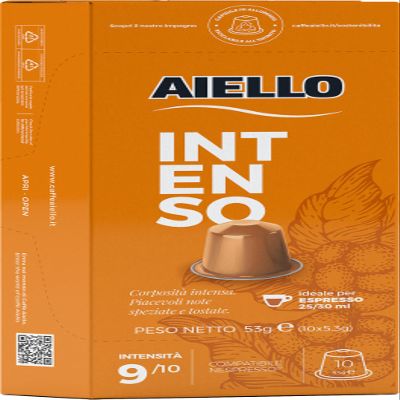 Aiello Caffe Italian Espresso 10 Capsule Pack Compatible with Nespresso Original Machine Single Cup Coffee Pods (Intenso)