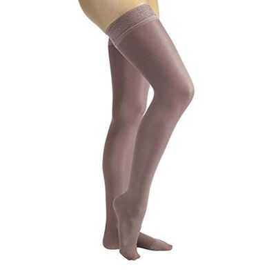 JOBST UltraSheer Compression Stockings, 30-40 mmHg, Thigh High, Silicone Lace Band, Closed Toe, Anthracite, Medium