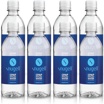 Snugell Distilled Water for CPAP Machines, Travel Size Bottles (8-Pack, 12 oz Each)  Up to 12 Days Supply  Clean, Multi-Use, Travel-Friendly, Made in USA