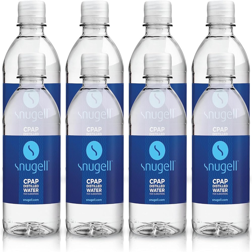 Snugell Distilled Water for CPAP Machines, Travel Size Bottles (8-Pack, 12 oz Each)  Up to 12 Days Supply  Clean, Multi-Use, Travel-Friendly, Made in USA