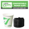12 oz Compostable Paper Cups with Black Dome Lids - Biodegradable Disposable White Paper Coffee Cups PLA Lined - Eco-friendly Hot and Cold Drinking Cups (25) view 4