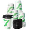 12 oz Compostable Paper Cups with Black Dome Lids - Biodegradable Disposable White Paper Coffee Cups PLA Lined - Eco-friendly Hot and Cold Drinking Cups (50) view 1