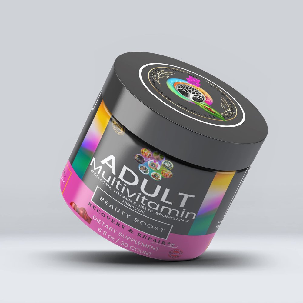 Beauty Boost - Adult Multivitamin Gummy 4.3 Infused with: Collagen, Vitamin E, Beets, Bromelain & Hibiscus. Supports: Recovery Blood Cells Heart & Liver Skin & Tissue Repair.*+