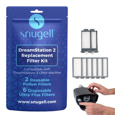 Snugell Dreamstation 2 CPAP Filter Kit  Universal Replacement Filters Compatible with Respironics CPAP Machines for Optimal Air Quality (8-Pack (2 Reusable + 6 Disposable))