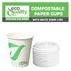 12 oz Compostable Paper Cups with White Dome Lids - Biodegradable Disposable White Paper Coffee Cups PLA Lined - Eco-friendly Hot and Cold Drinking Cups (400) view 4