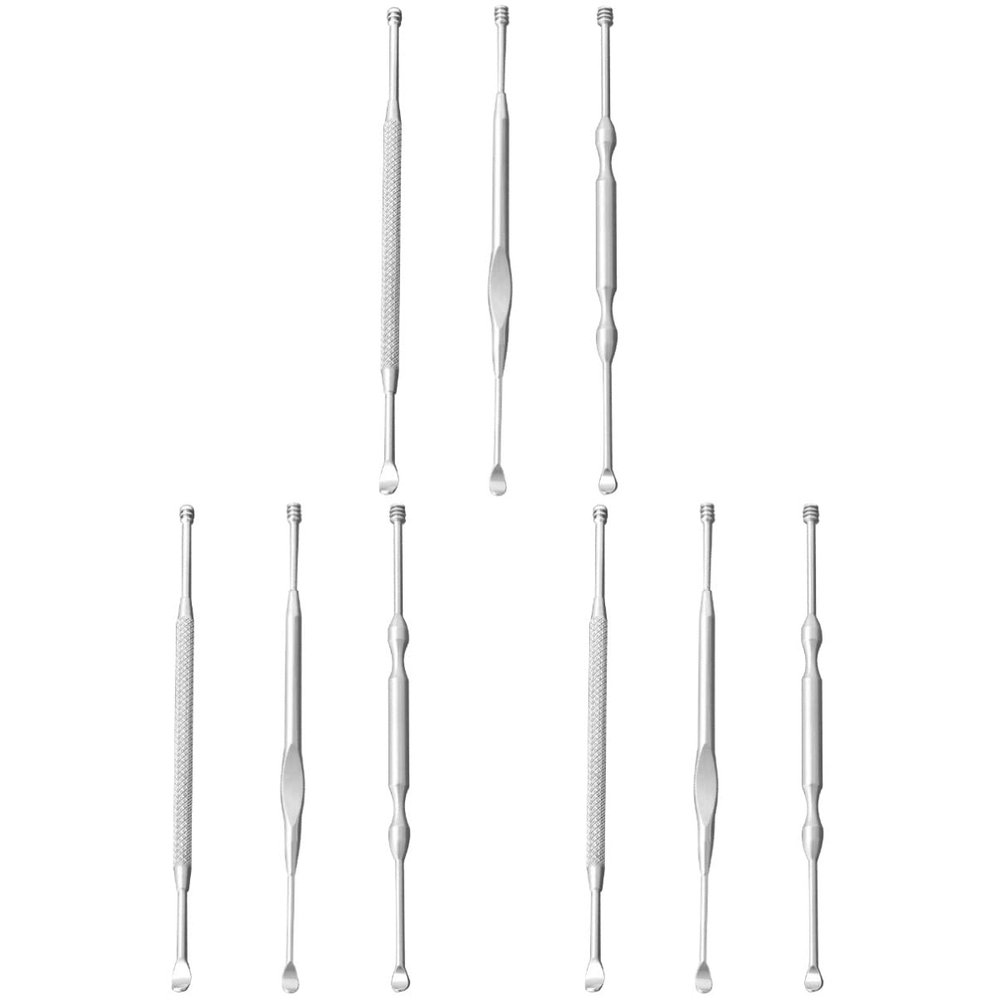 FOMIYES 9pcs Double-Ended Spiral Ear Wax Cleaner Tool Stainless Steel Ear Wax Scoop Kit for Safe and Cleaning Portable for Home and Travel Use
