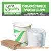 12 oz Compostable Paper Cups with White Flat Lids, Sleeves and Wooden Stirrers - Biodegradable Disposable White Paper Coffee Cups PLA Lined - Eco-friendly Hot and Cold Drinking Cups (1000) view 4