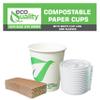 12 oz Compostable Paper Cups with White Flat Lids and Sleeves - Biodegradable Disposable White Paper Coffee Cups PLA Lined - Eco-friendly Hot and Cold Drinking Cups (100) view 4