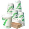 12 oz Compostable Paper Cups with White Flat Lids and Sleeves - Biodegradable Disposable White Paper Coffee Cups PLA Lined - Eco-friendly Hot and Cold Drinking Cups (250) view 1