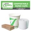 12 oz Compostable Paper Cups with White Flat Lids and Sleeves - Biodegradable Disposable White Paper Coffee Cups PLA Lined - Eco-friendly Hot and Cold Drinking Cups (250) view 4