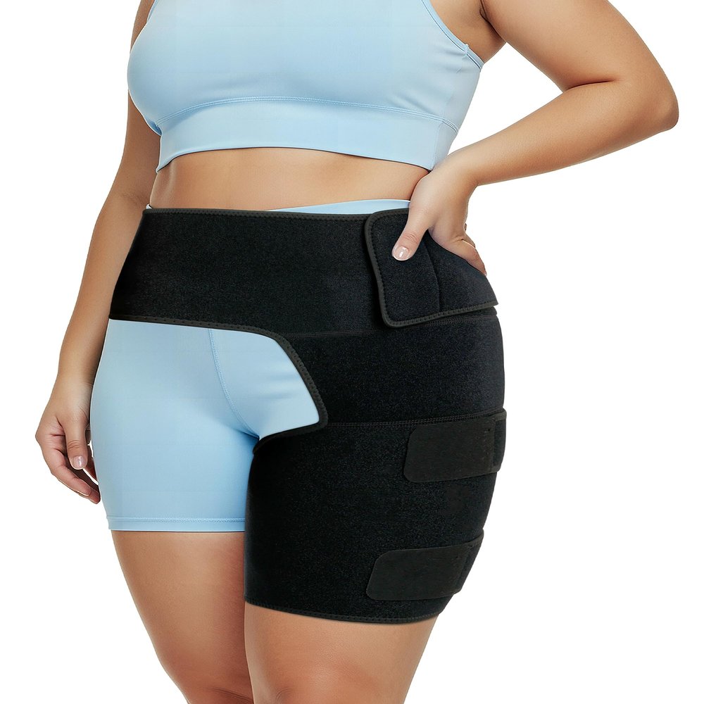 Plus Size Hip Brace Thigh Compression Sleeve | Sciatica Pain Relief Device Brace | Hamstring & Groin Compression Sleeve Wrap | Sciatic Nerve Relief | Hip Support Braces for Women & Men | LG / LEFT