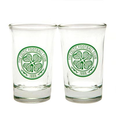 Celtic FC Shot Glass (Pack of 2) (One Size) (White/Green)