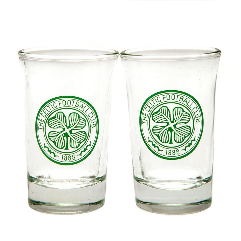 Celtic FC Shot Glass (Pack of 2) (One Size) (White/Green)