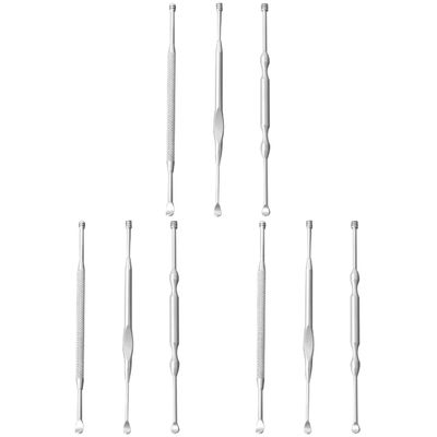 Beaupretty 9pcs Stainless Steel Ear Wax Removal Tools Ear Scoops Double-Headed Design for Safe and Cleaning Portable