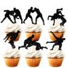 18pcs Glitter Dessert Cupcake Topper Wrestling Theme Decor Supplies Boy Man Wrestler Happy Birthday Party Decorations view 1