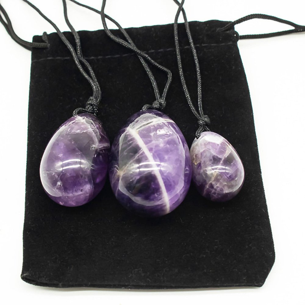 MYMEO 3PC Jade Stone Yoni Egg Set Natural Rose Quartz Massage Eggs Ball Repair Kegel Exercise Care,Type 4